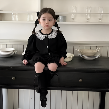 LaceMuse – Korean Style Baby Girl Cardigan & Shorts Set
