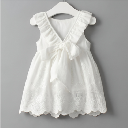 SunLily – Backless White Summer Dress for Baby Girls
